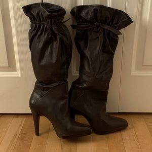 Halston Knee Length Boots, Dark Chocolate, Size 10